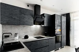 Прямая кухня Нова Blackstone 220х234х60 с верхом