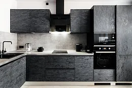 Прямая кухня Нова Blackstone 220х234х60 с верхом