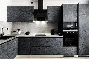 Прямая кухня Нова Blackstone 220х234х60 с верхом