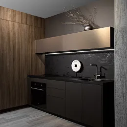 Прямая кухня Нова Blackstone 220х90х60 без верха