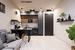 Прямая кухня Нова Blackstone 300х230х60 с верхом