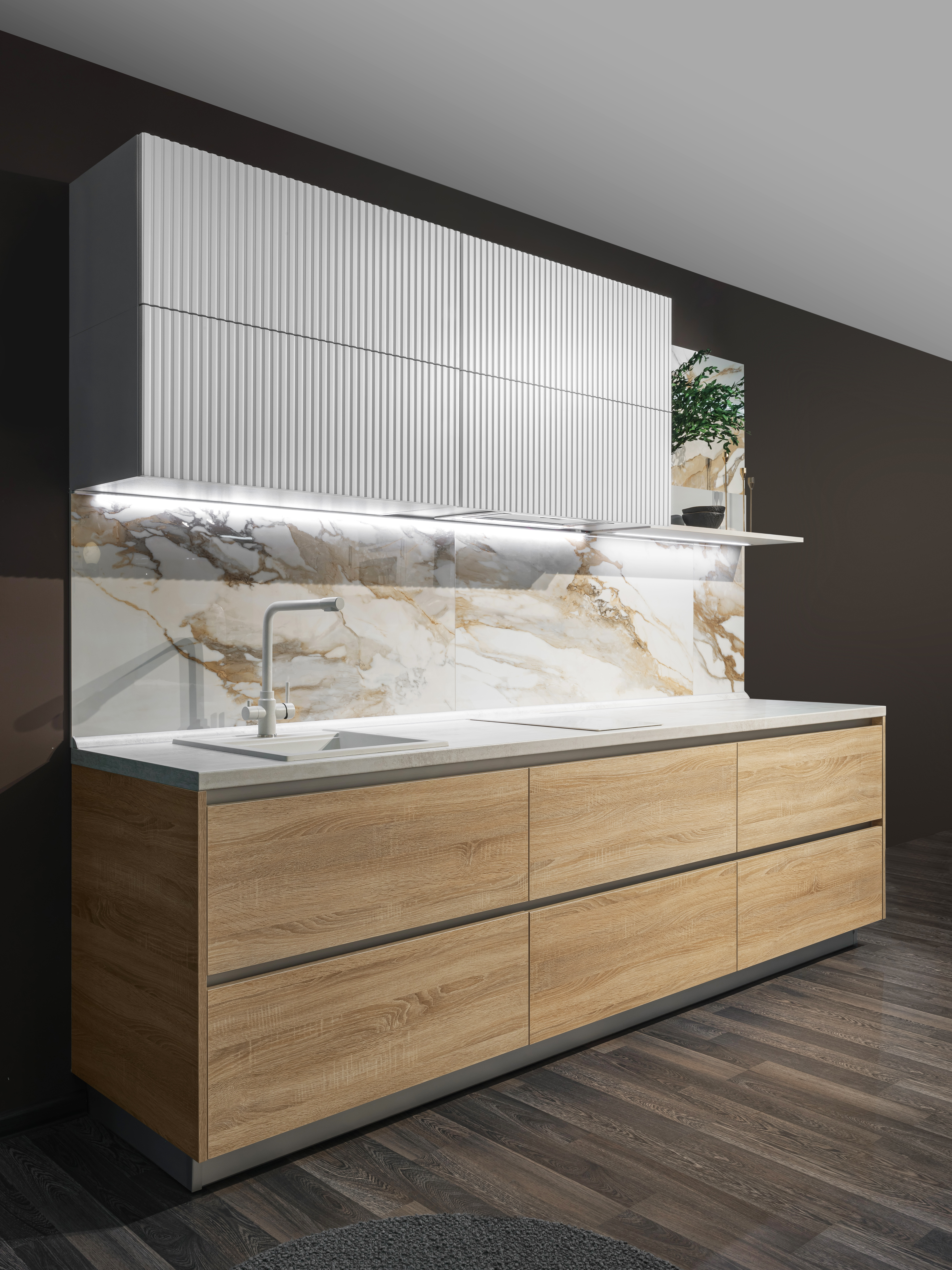 Прямая кухня Скип 220х234х60 с верхом