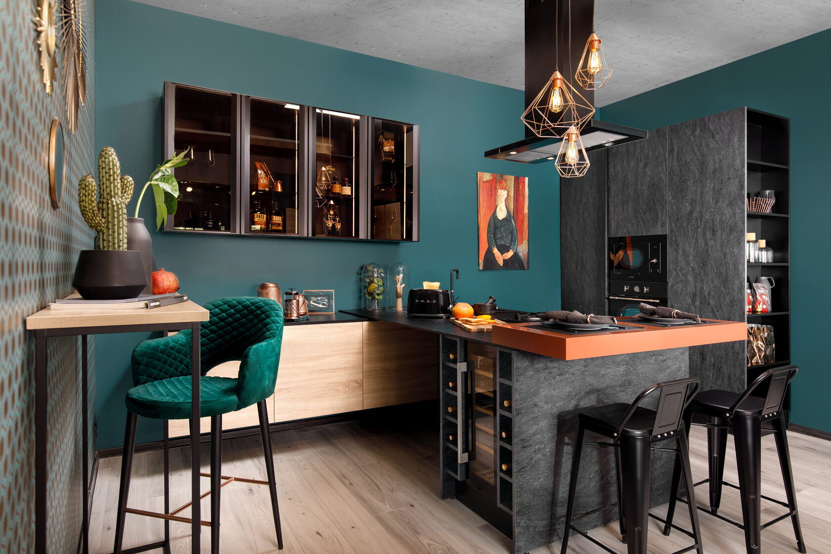 Прямая кухня Нова Blackstone 220х234х60