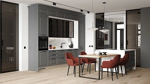 Прямая кухня Капелла,  210х260х80, ЛДСП с фрезеровкой