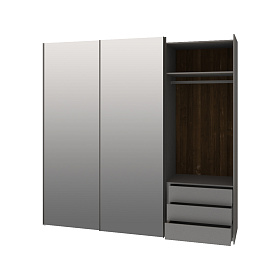 Норден 1-03 Шкаф-купе, трехдверный зеркальный, графит-тауп-американский орех