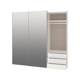 Норден 1-03 Шкаф-купе, трехдверный зеркальный, белый-сонома